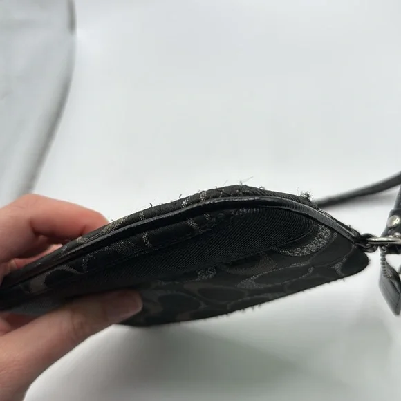 Coach Black Logo Monogram Wristlet Bag Purse Clutch - Picture 14 of 16